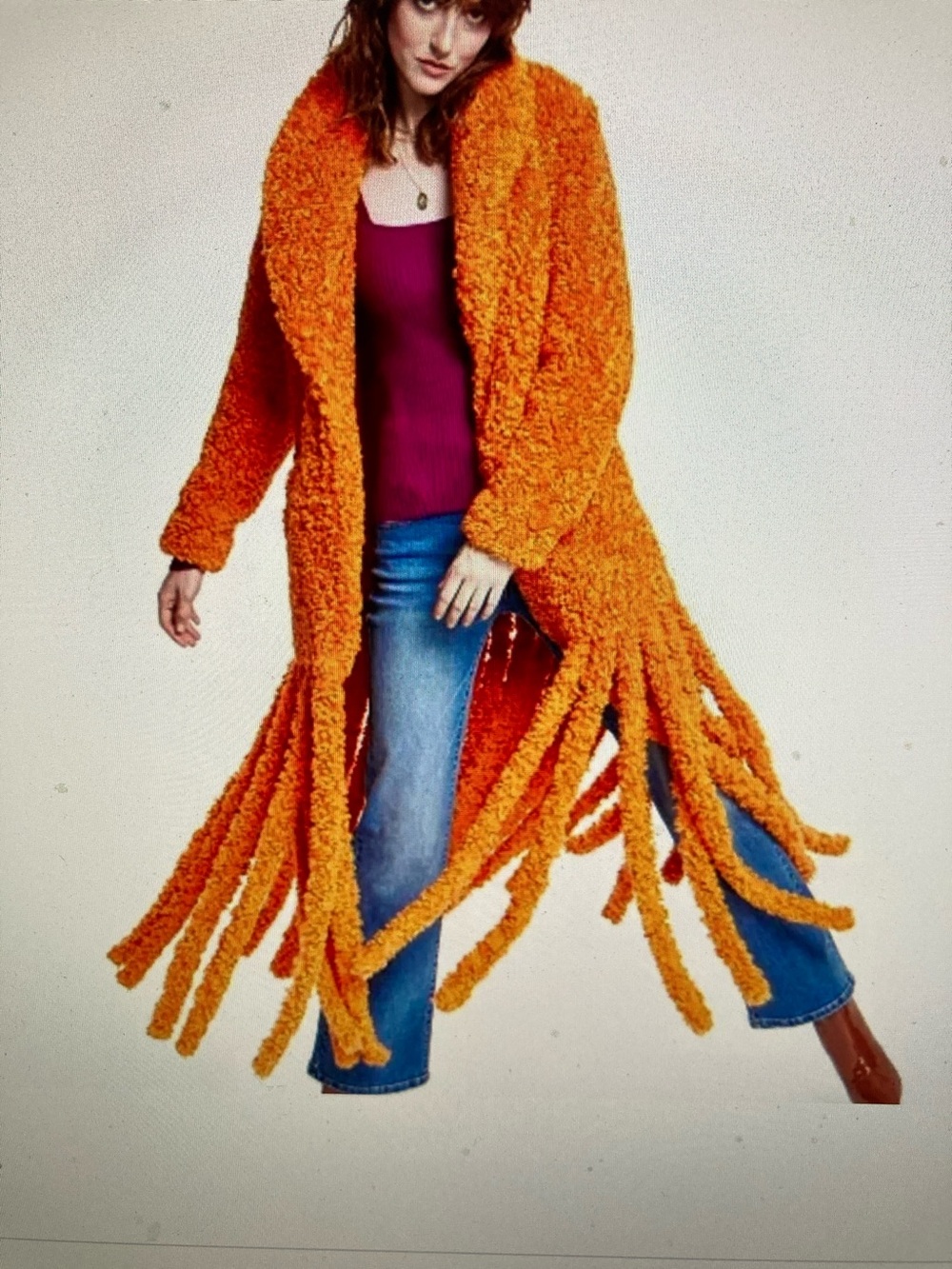 I.N.C. international concepts fringe trimmed coat NWT